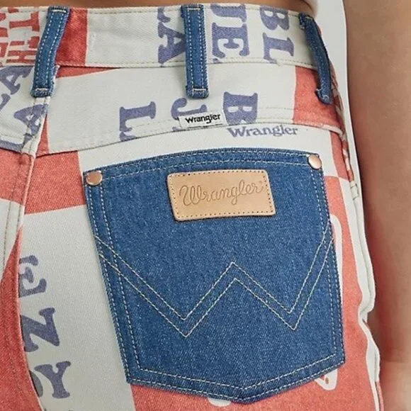 Wrangler Wanderer Printed High Rise Flare Blue Lady Jeans - Picture 9 of 9